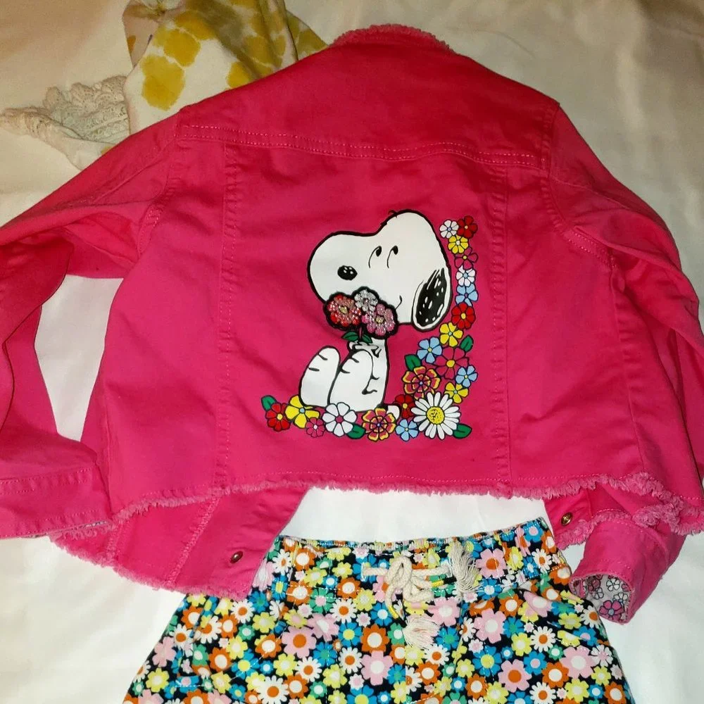 Girls Size 6/7 Peanuts Snoopy 4PC Outfit Bundle